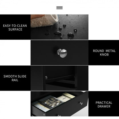 Modern 3 Drawer Storage Dresser with Open Cubbies for Bedroom or Living Room Black