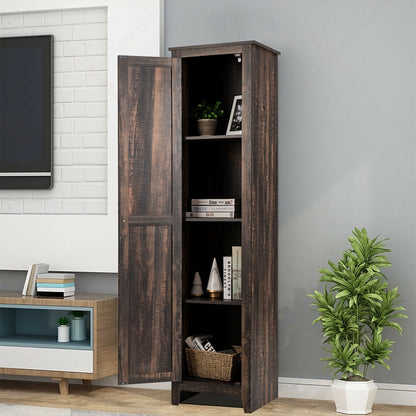 Tall Slim Linen Tower Bathroom Storage Cabinet with Adjustable Shelves