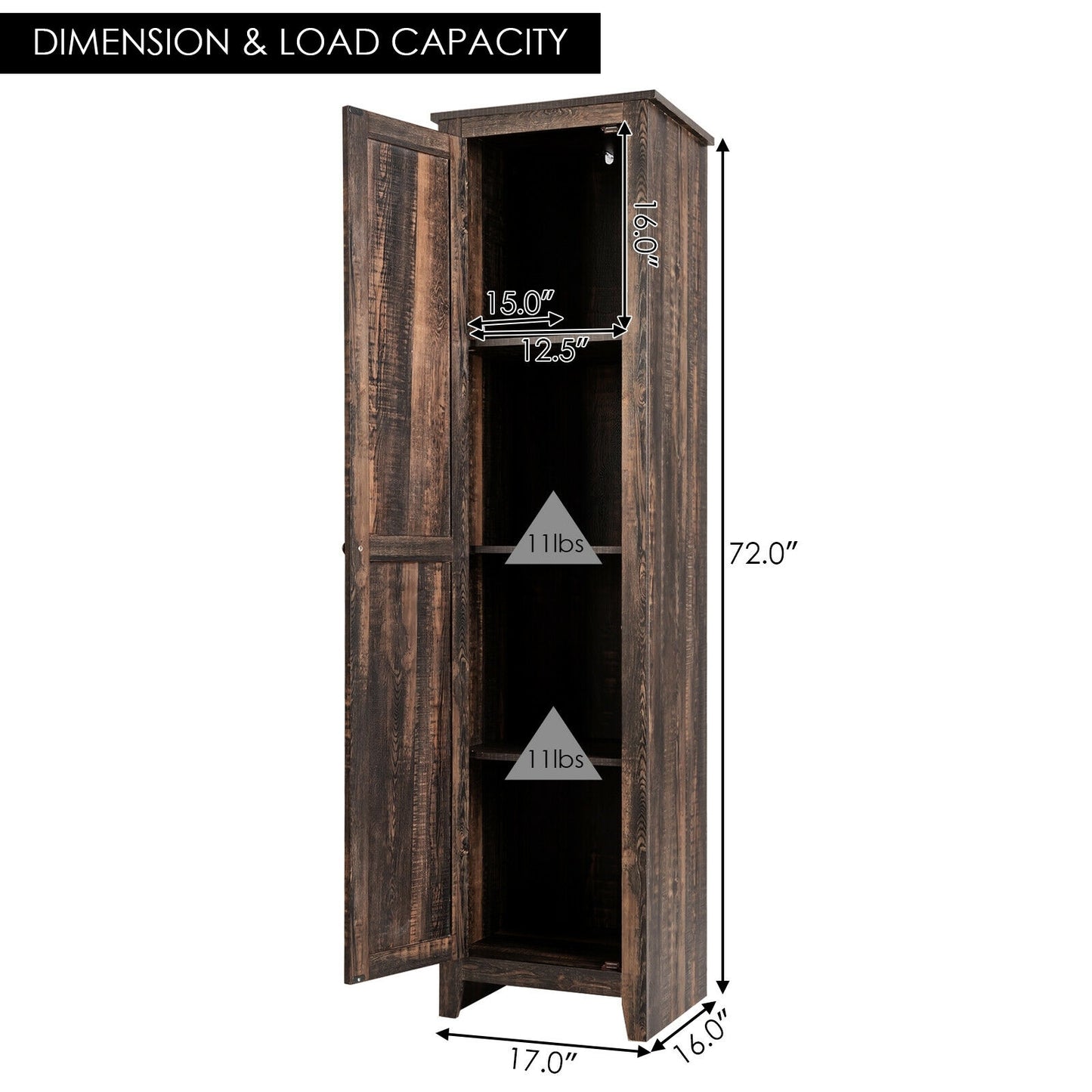 Tall Slim Linen Tower Bathroom Storage Cabinet with Adjustable Shelves