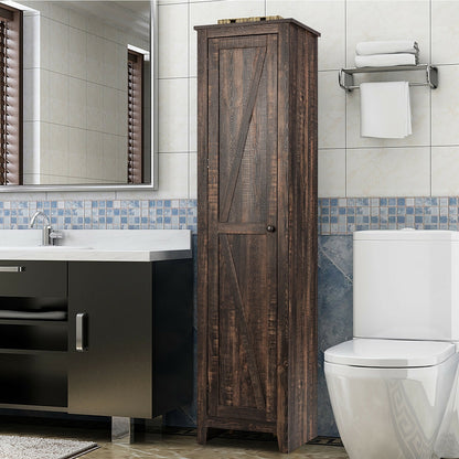 Tall Slim Linen Tower Bathroom Storage Cabinet with Adjustable Shelves
