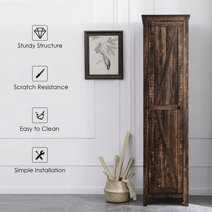 Tall Slim Linen Tower Bathroom Storage Cabinet with Adjustable Shelves