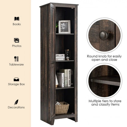 Tall Slim Linen Tower Bathroom Storage Cabinet with Adjustable Shelves