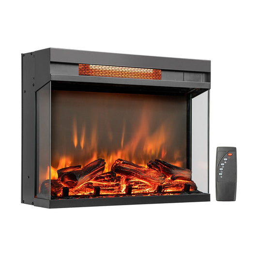 23 Inch - 3 Sided Electric Fireplace Insert with Remote Control & Realistic Flame Effect