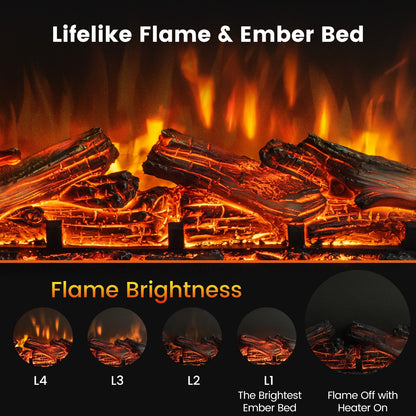 23 Inch - 3 Sided Electric Fireplace Insert with Remote Control & Realistic Flame Effect