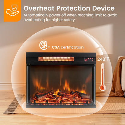 23 Inch - 3 Sided Electric Fireplace Insert with Remote Control & Realistic Flame Effect