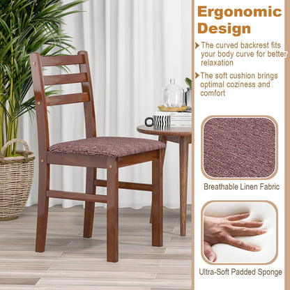 2-Piece Mid-Century Modern Wooden Dining Chairs with Comfortable Upholstered Seats