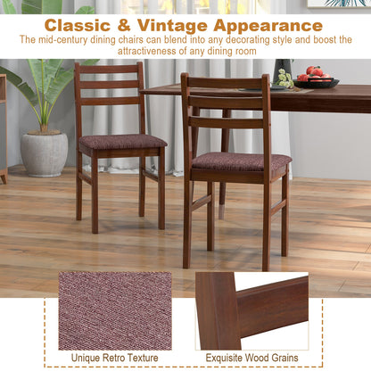 2-Piece Mid-Century Modern Wooden Dining Chairs with Comfortable Upholstered Seats
