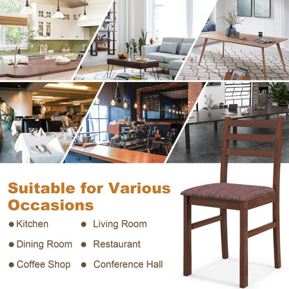 2-Piece Mid-Century Modern Wooden Dining Chairs with Comfortable Upholstered Seats