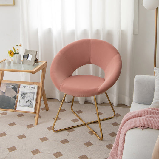 Elegant Velvet Accent Chair with Wide Back and Metal Base