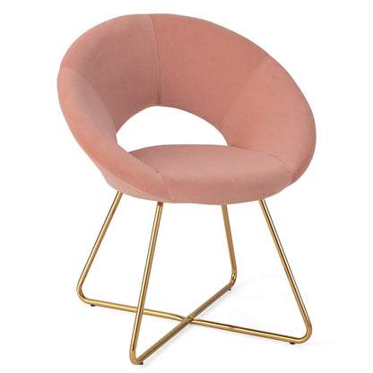 Elegant Velvet Accent Chair with Wide Back and Metal Base