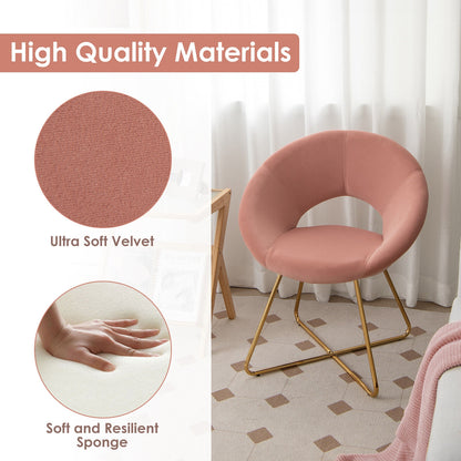 Elegant Velvet Accent Chair with Wide Back and Metal Base