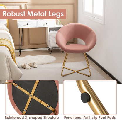 Elegant Velvet Accent Chair with Wide Back and Metal Base