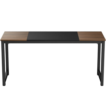 Modern 63 Inch Rectangular Dining Table with Solid Metal Frame and Wood Grain Top