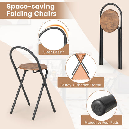 Modern 3 Piece Folding Dining Set with Drop Leaf Table and Comfortable Chairs