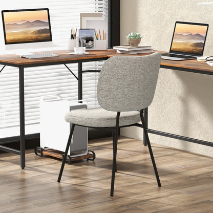 2-Piece Modern Armless Dining Chairs with Linen Upholstery in Grey