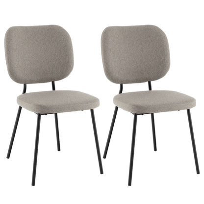 2-Piece Modern Armless Dining Chairs with Linen Upholstery in Grey