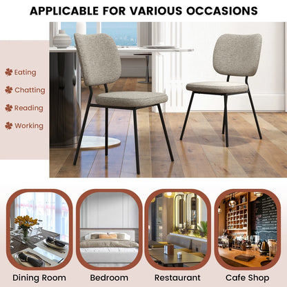 2-Piece Modern Armless Dining Chairs with Linen Upholstery in Grey