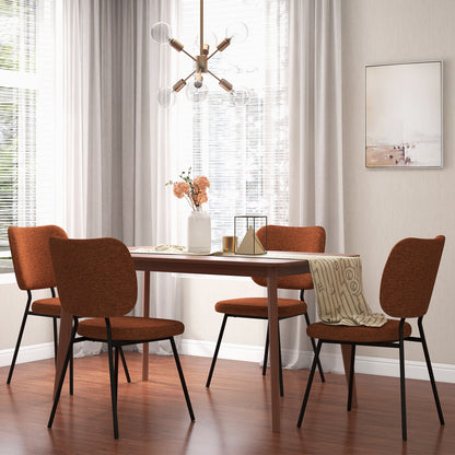 2-Piece Modern Armless Dining Chairs with Linen Upholstery in Orange