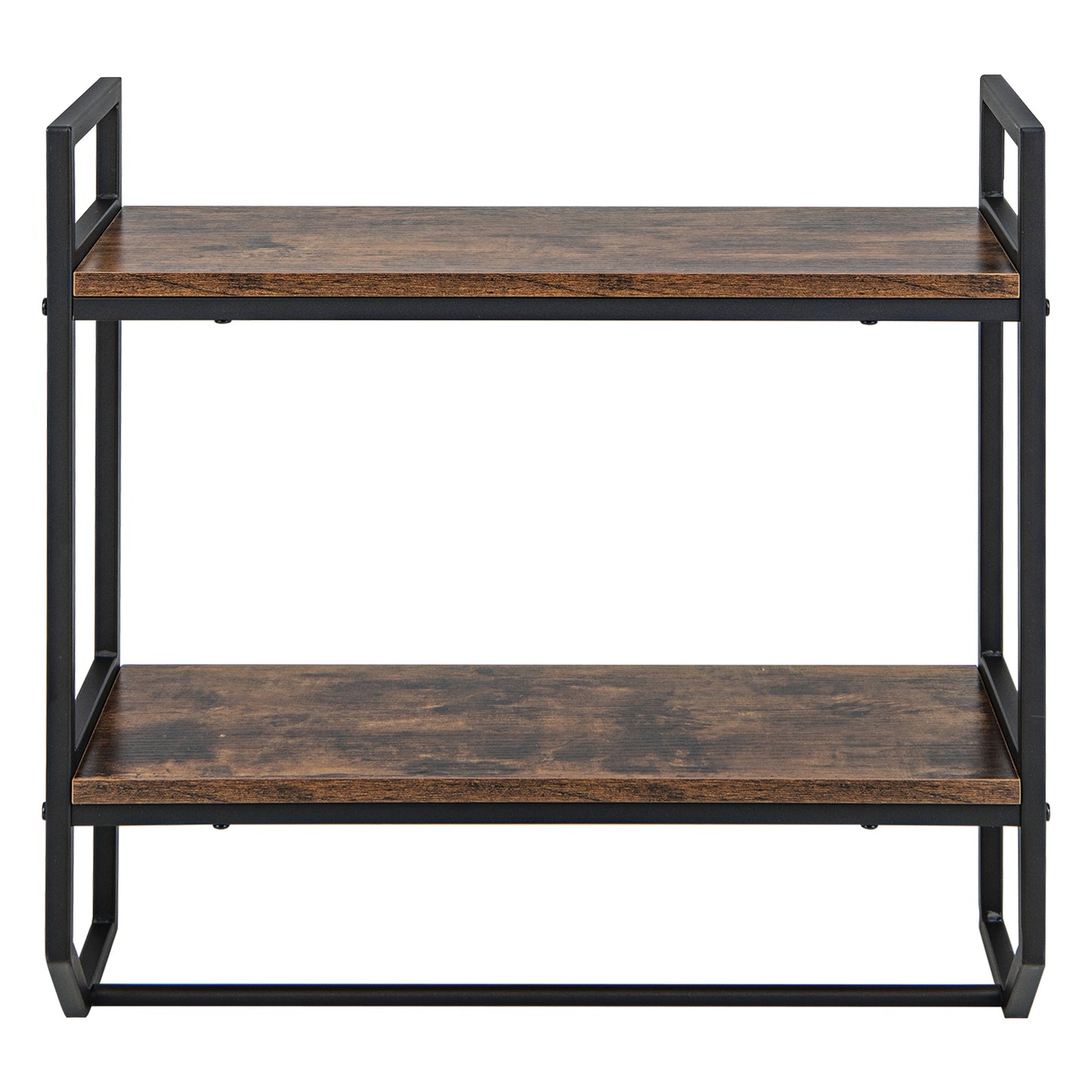 Wall-Mounted Storage Shelf with Metal Frame and Towel Rack for Bathroom