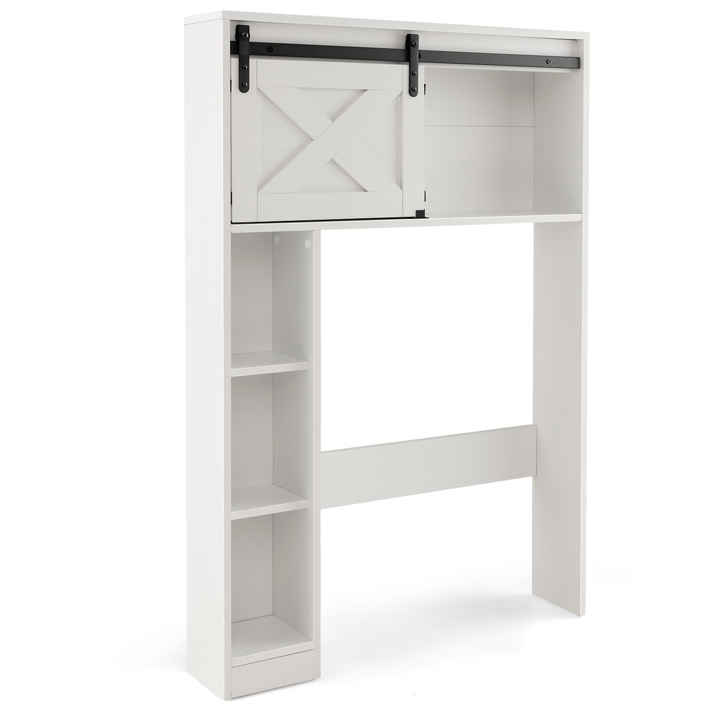 4 Tier Bathroom Storage Cabinet with Sliding Barn Door