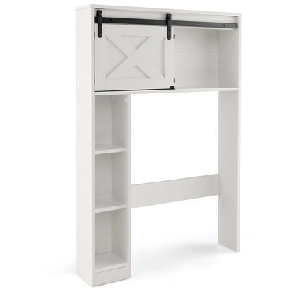 4 Tier Bathroom Storage Cabinet with Sliding Barn Door