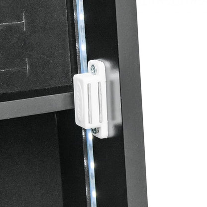 Freestanding Jewelry Armoire with Full-Length LED Mirror and 6 Storage Drawers – Black