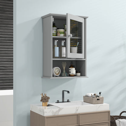 Wall-Mounted Bathroom Cabinet with Adjustable Shelf & Tempered Glass Door