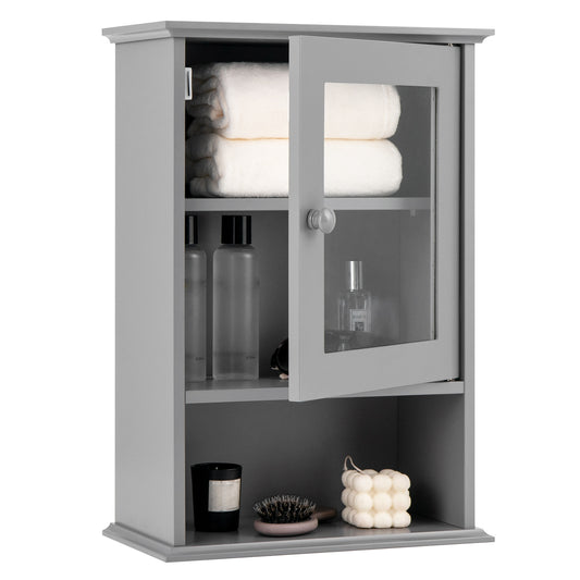 Wall-Mounted Bathroom Cabinet with Adjustable Shelf & Tempered Glass Door