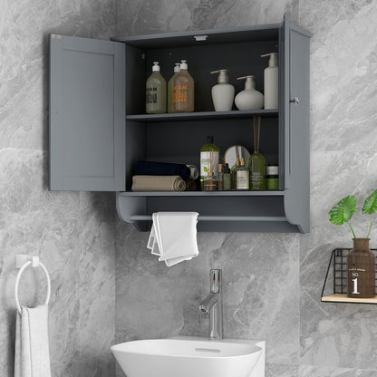 Elegant Wall-Mounted Medicine Cabinet with Adjustable Shelves & Towel Bar