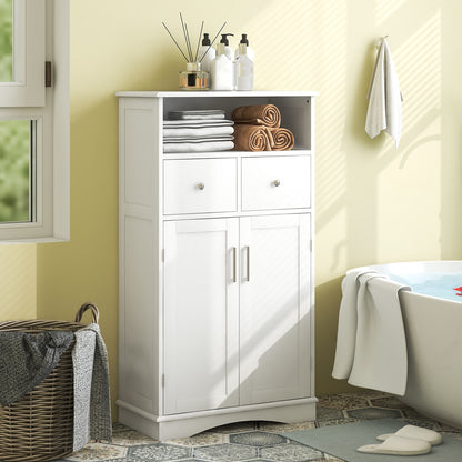 Freestanding Bathroom Storage Cabinet with 2 Doors, 2 Drawers, and Adjustable Shelves