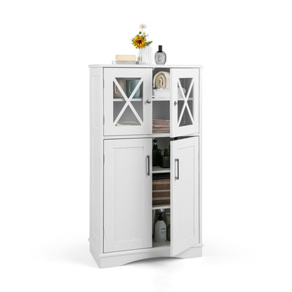 5 Tier Freestanding Storage Cabinet with 4 Doors & Adjustable Shelves