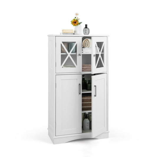 5 Tier Freestanding Storage Cabinet with 4 Doors & Adjustable Shelves
