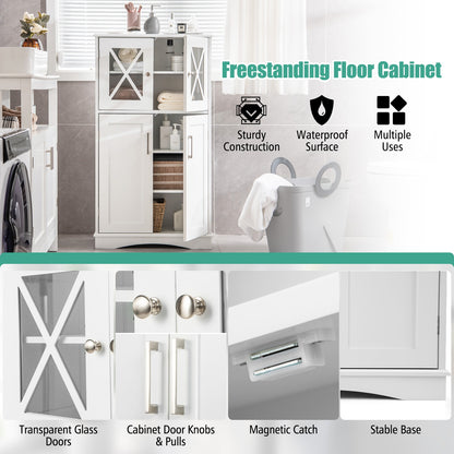 5 Tier Freestanding Storage Cabinet with 4 Doors & Adjustable Shelves