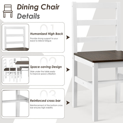 5 Piece Solid Wood Kitchen Dining Set with Bench and Chairs