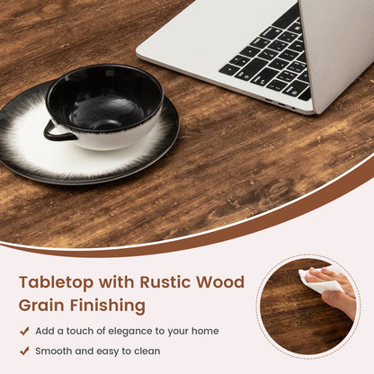 Modern 2 Tier Faux Marble Coffee Table with Metal Frame – Rustic Brown
