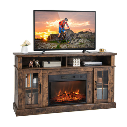 Entertainment Center with 1400W Electric Fireplace for TVs up to 65 Inches in Brown