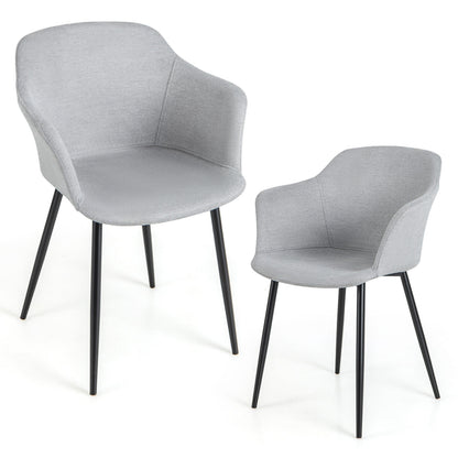 Upholstered Dining Chair with Ergonomic Backrest and Curved Armrests – Off White, Set of 2