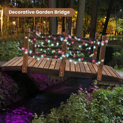 5ft Wooden Garden Bridge with Handrails for Outdoor Decoration and Landscaping - Brown