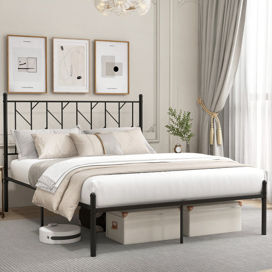 Stylish Branch Shaped Headboard Metal Platform Bed Frame with Sturdy Slat Support – Full Size