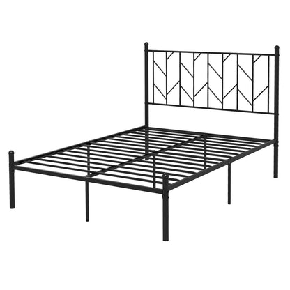 Stylish Branch Shaped Headboard Metal Platform Bed Frame with Sturdy Slat Support – Full Size