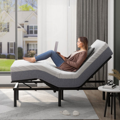 Twin XL Adjustable Bed Mattress with Gel Memory Foam & Convoluted Foam for Enhanced Comfort