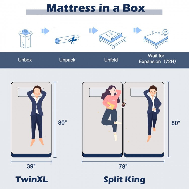Twin XL Adjustable Bed Mattress with Gel Memory Foam & Convoluted Foam for Enhanced Comfort