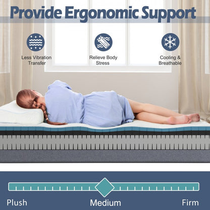 Twin XL Adjustable Bed Mattress with Gel Memory Foam & Convoluted Foam for Enhanced Comfort
