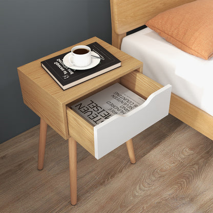 Mid Century Modern Nightstand with Storage Drawer for Bedroom or Living Room