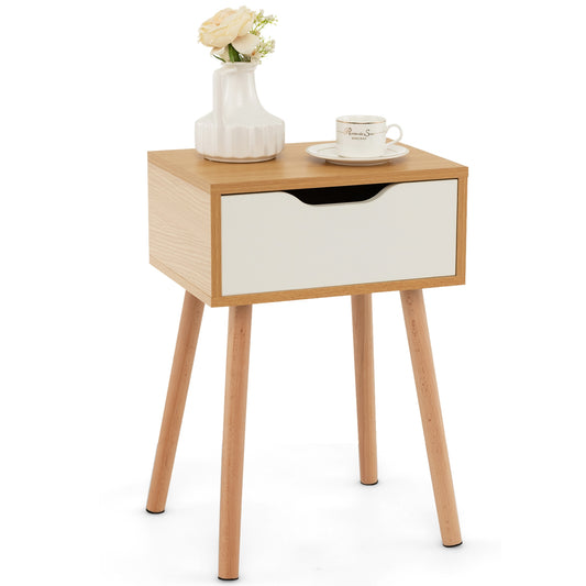 Mid Century Modern Nightstand with Storage Drawer for Bedroom or Living Room