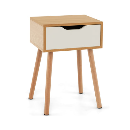 Mid Century Modern Nightstand with Storage Drawer for Bedroom or Living Room