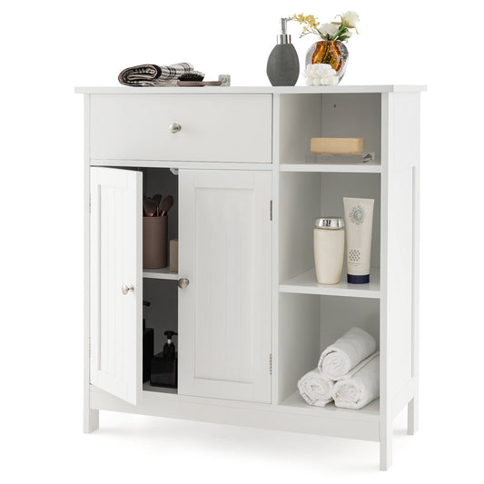 5-Shelf Freestanding Storage Cabinet with Adjustable Shelf, Drawer & Open Compartments