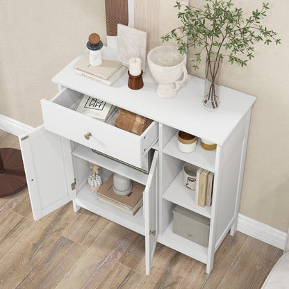 5-Shelf Freestanding Storage Cabinet with Adjustable Shelf, Drawer & Open Compartments