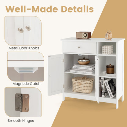 5-Shelf Freestanding Storage Cabinet with Adjustable Shelf, Drawer & Open Compartments