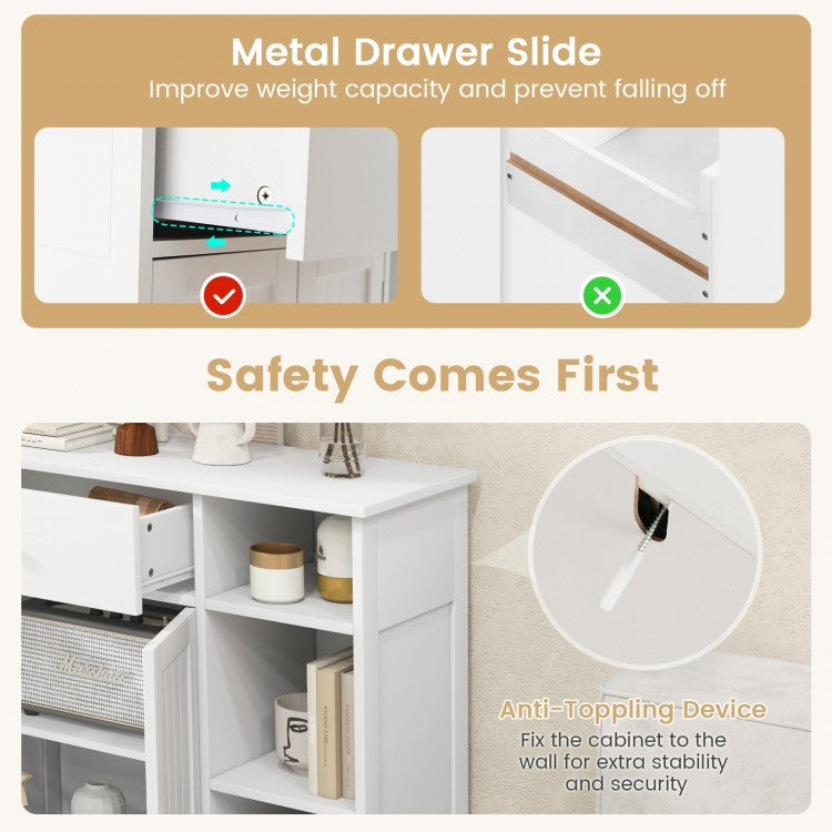 5-Shelf Freestanding Storage Cabinet with Adjustable Shelf, Drawer & Open Compartments